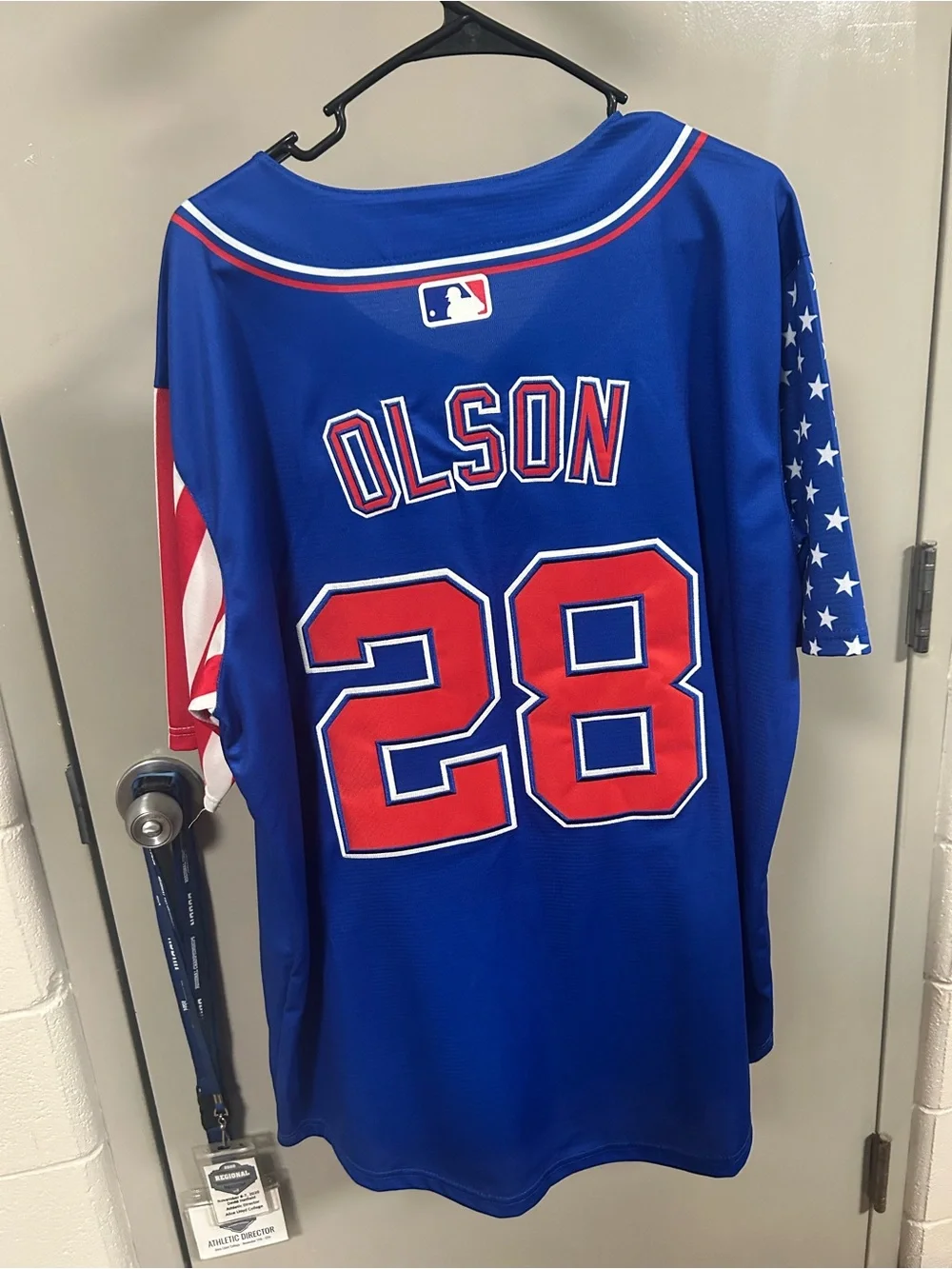 Nike Men’s Matt Olson Braves Royal Blue Patriotic Baseball Jersey - Like New